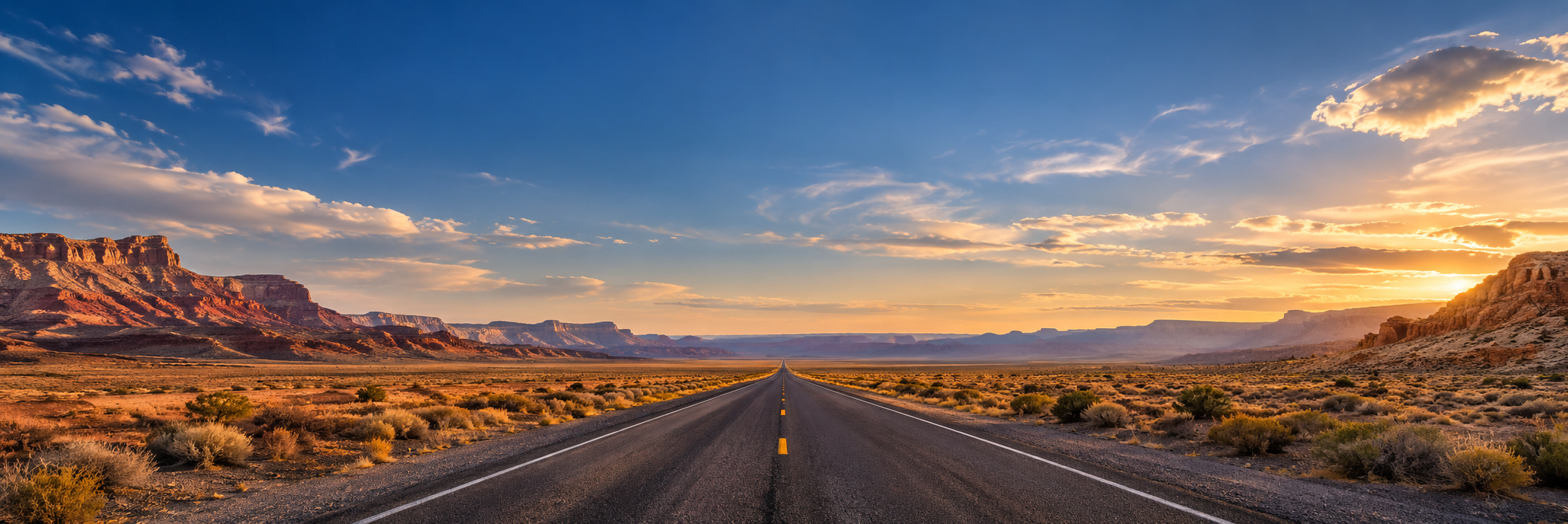 Strada americana verso l'orizzonte